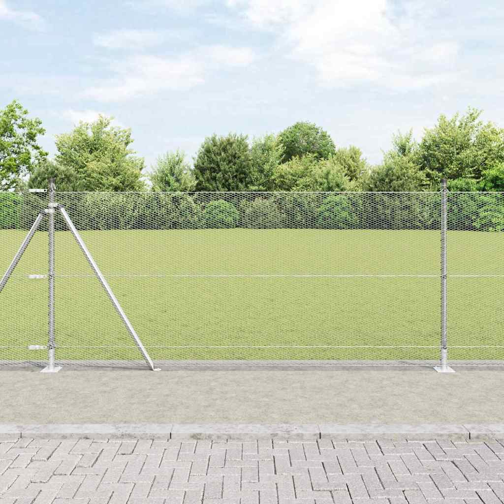 Heksagonalna ograda s betonskom osnovom 25 x 0,8 m Srebrna