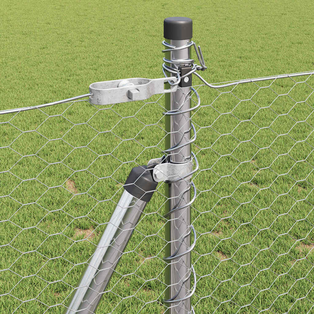 Heksagonalna ograda s betonskom osnovom 50 x 0,8 m Srebrna