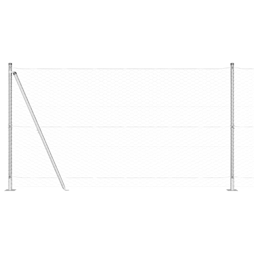 Heksagonalna ograda s betonskom osnovom 50 x 1,2 m Srebrna