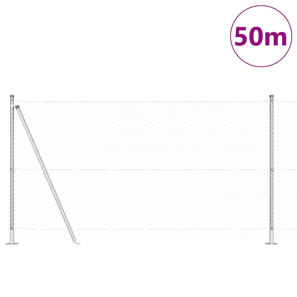 Heksagonalna ograda s betonskom osnovom 50 x 1,2 m Srebrna