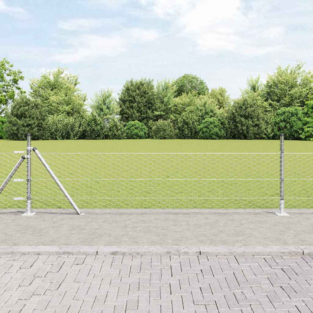 Heksagonalna ograda s betonskom osnovom 100 x 0,5 m Srebrna
