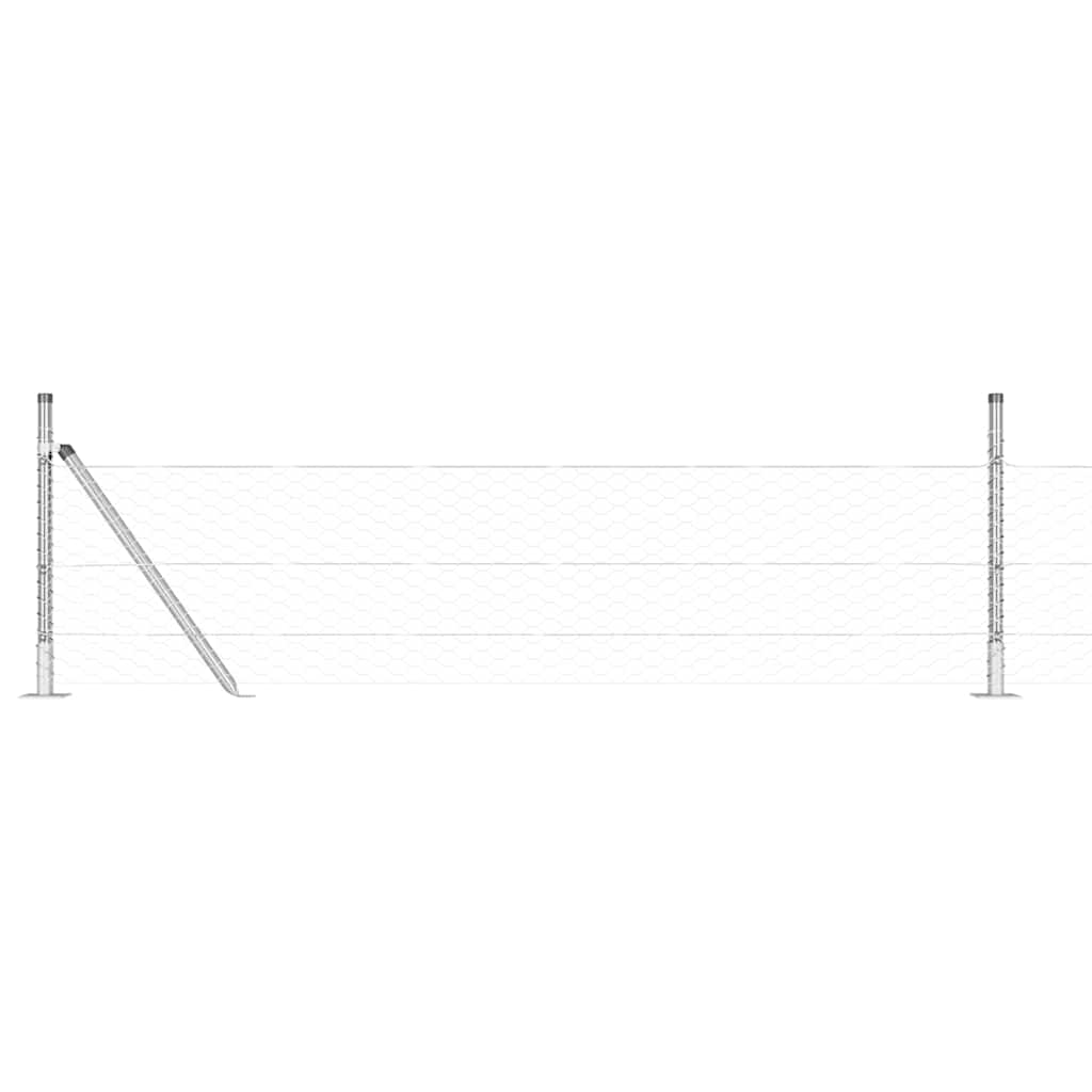 Heksagonalna ograda s betonskom osnovom 100 x 0,5 m Srebrna