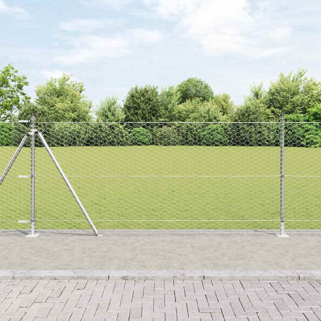 Heksagonalna ograda s betonskom osnovom 100 x 0,8 m Srebrna