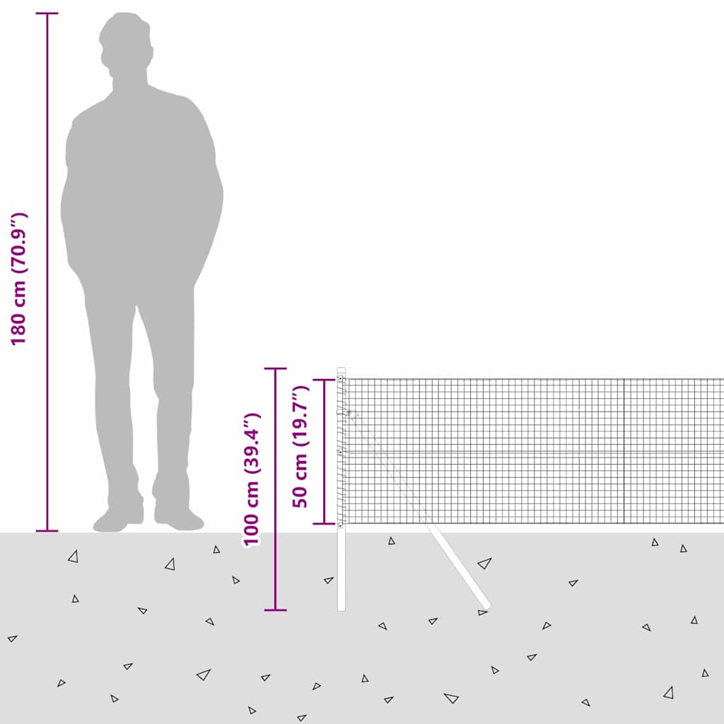Temeljna zavarena žičana ograda 50 x 0,5 m Srebrna Mreža