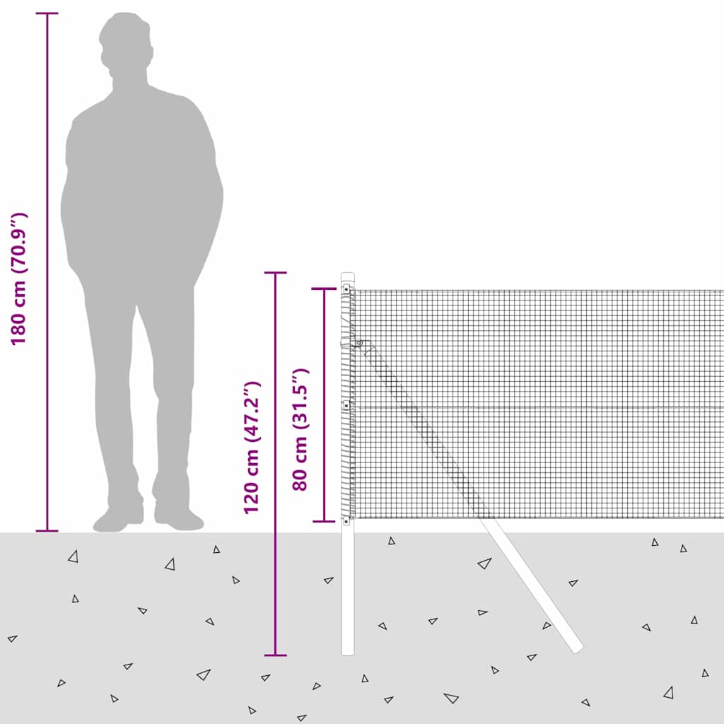Temeljna zavarena žičana ograda 50 x 0,8 m Srebrna Mreža