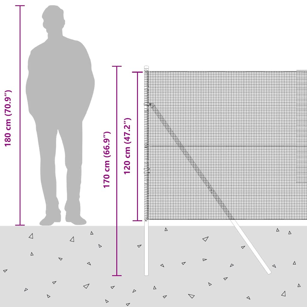 Temeljna zavarena žičana ograda 50 x 1,2 m Srebrna Mreža