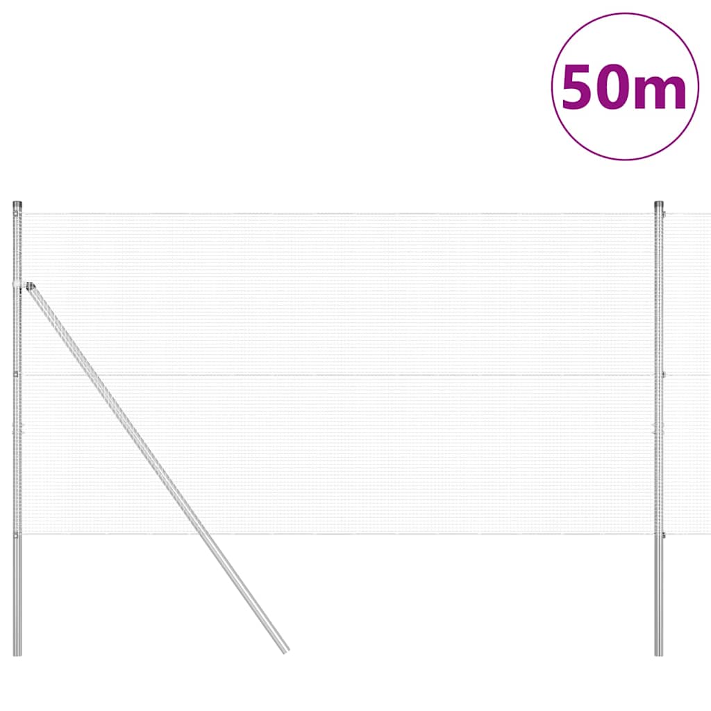 Temeljna zavarena žičana ograda 50 x 1,4 m Srebrna Mreža