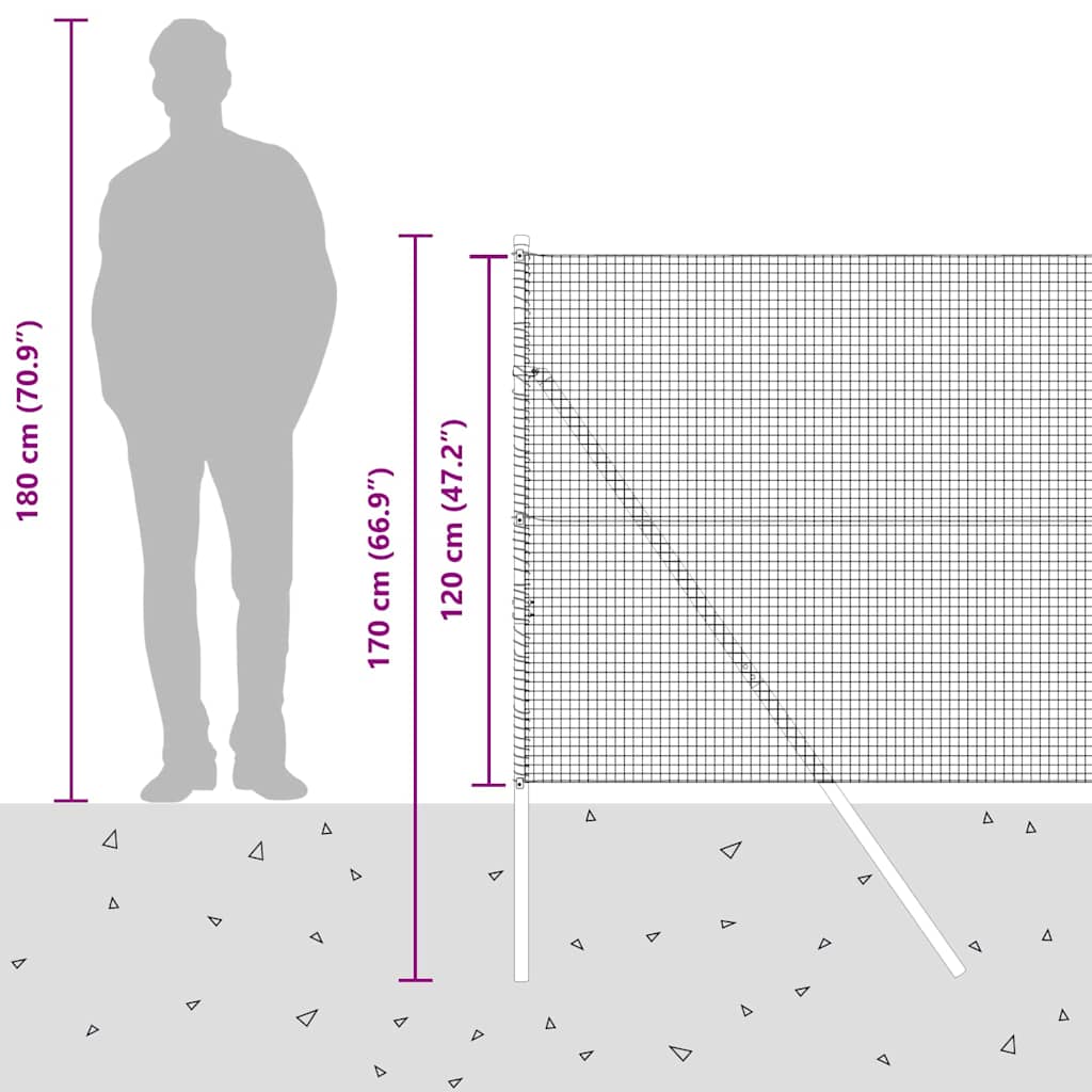 Temeljna zavarena žičana ograda 25 x 1,2 m Zelena Mreža