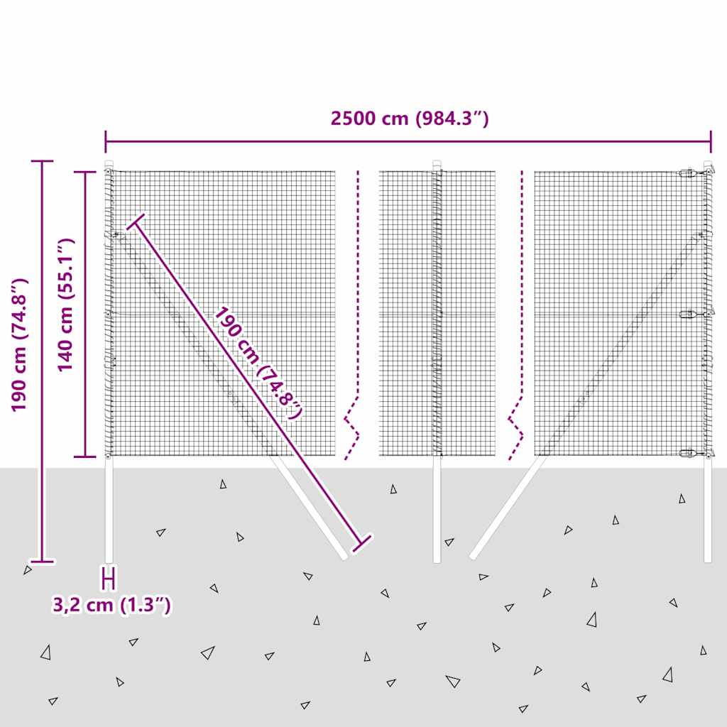 Temeljna zavarena žičana ograda 25 x 1,4 m Zelena Mreža