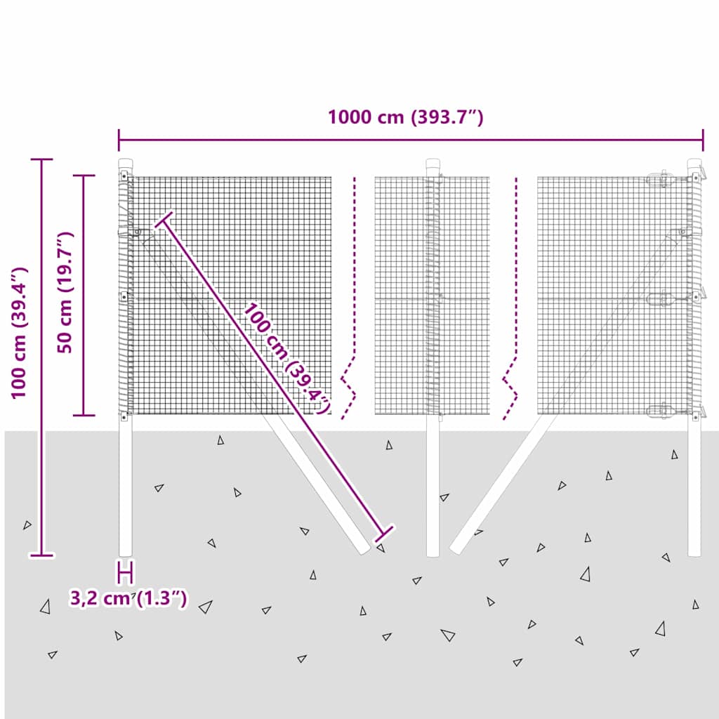 Temeljna zavarena žičana ograda 10 x 0,5 m Siva Mreža