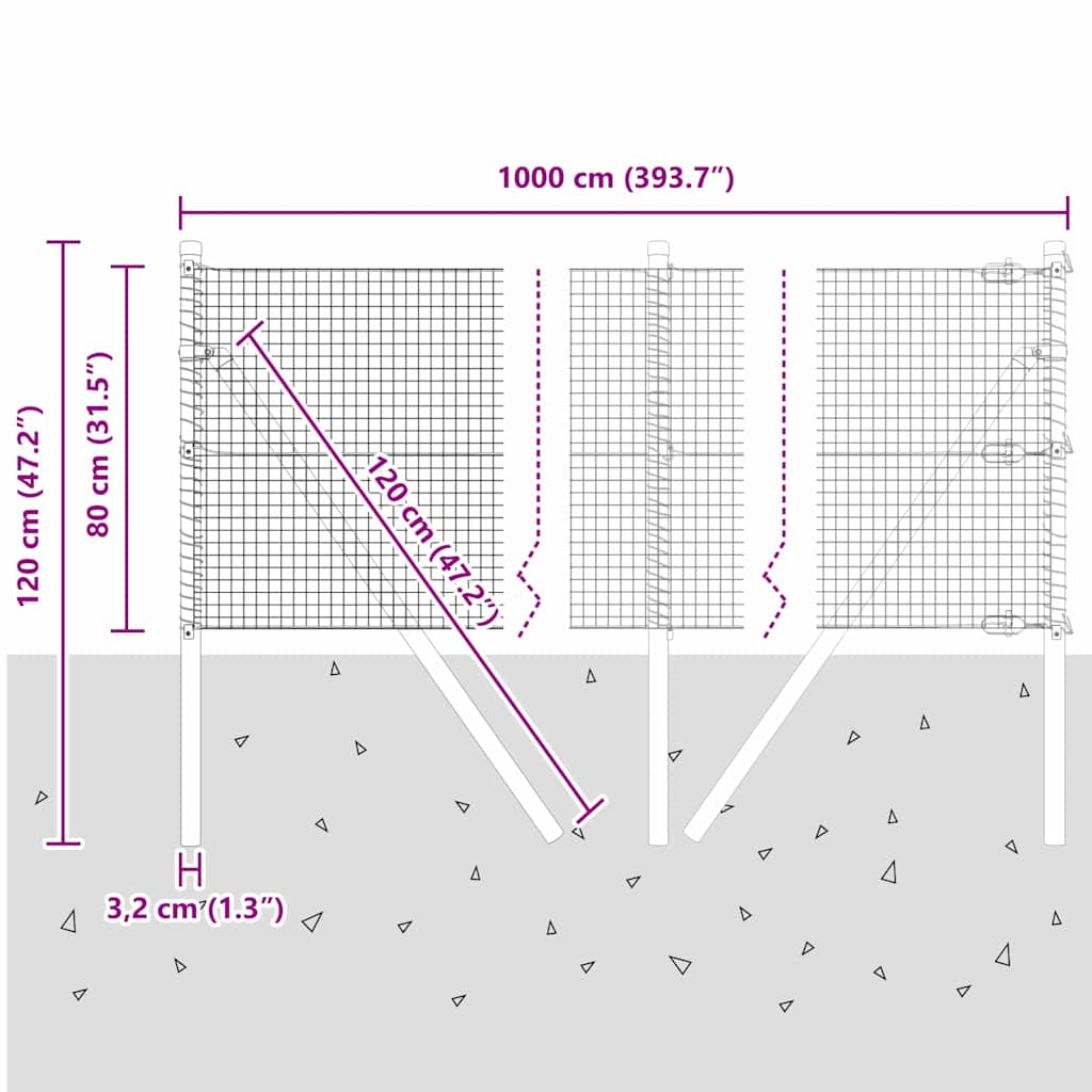 Temeljna zavarena žičana ograda 10 x 0,8 m Siva Mreža