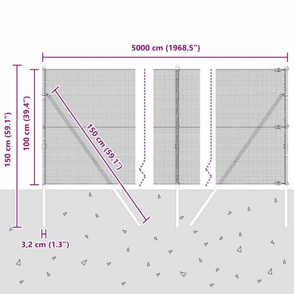 Temeljna zavarena žičana ograda 50 x 1 m (Š x V)