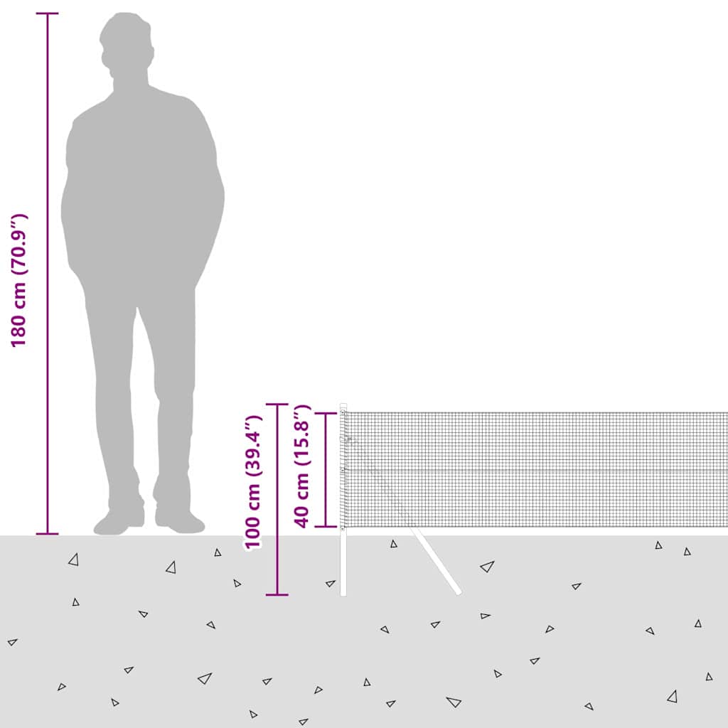 Temeljna zavarena žičana ograda 100 x 0,4 m Siva Mreža