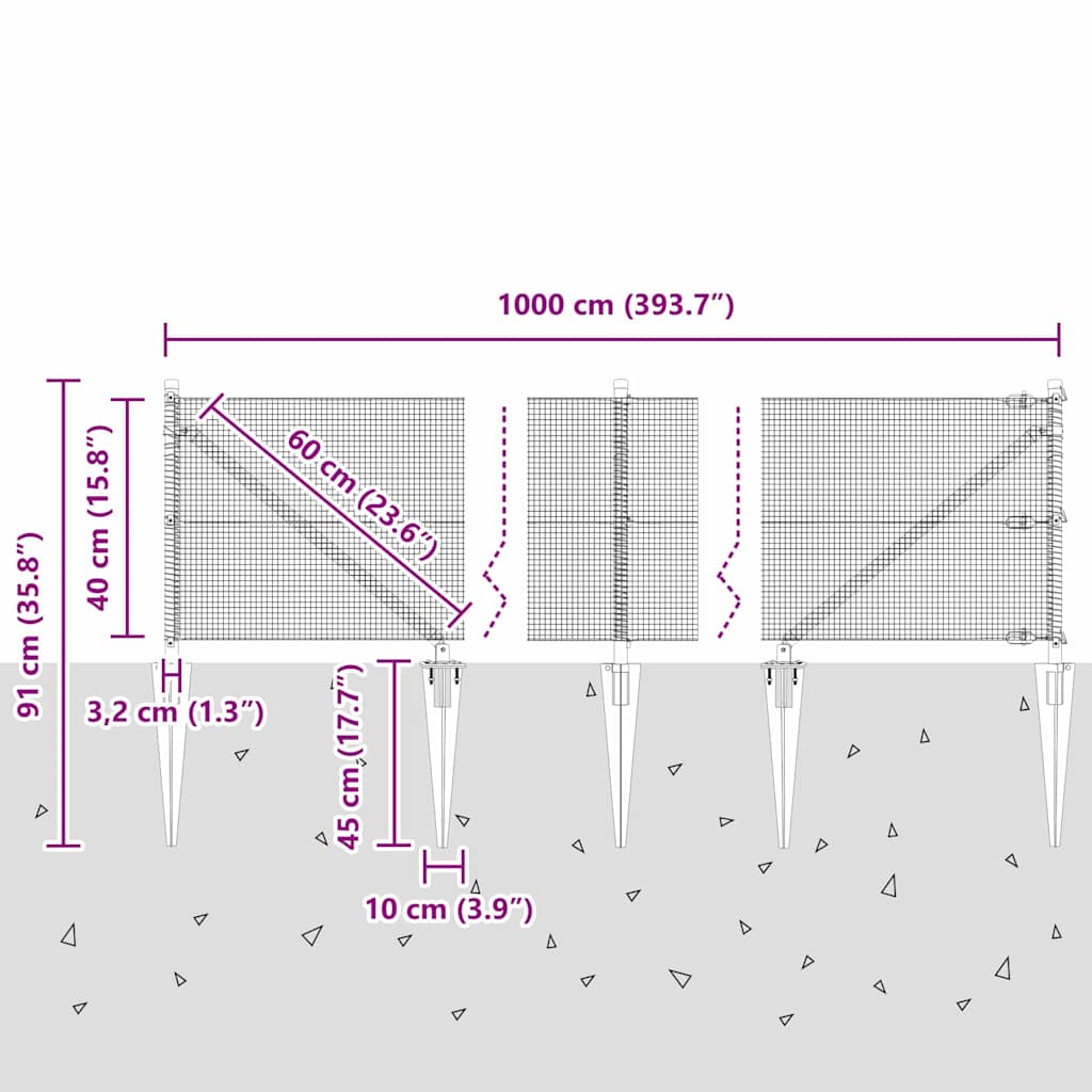 Zavareno žičano ograđivanje s bodljama 10 x 0,4 m Srebrna Mreža