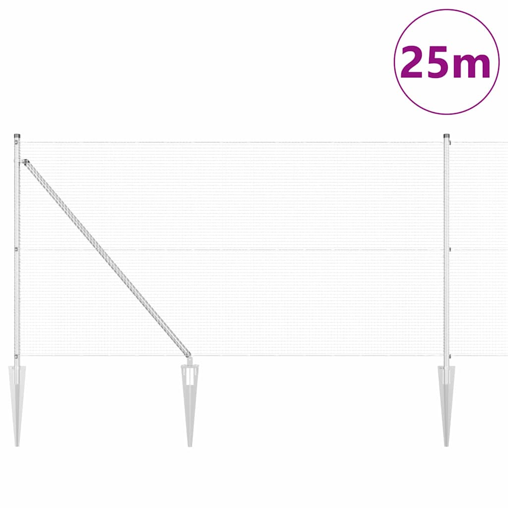 Zavareno žičano ograđivanje s bodljama 25 x 1 m Srebrna Mreža