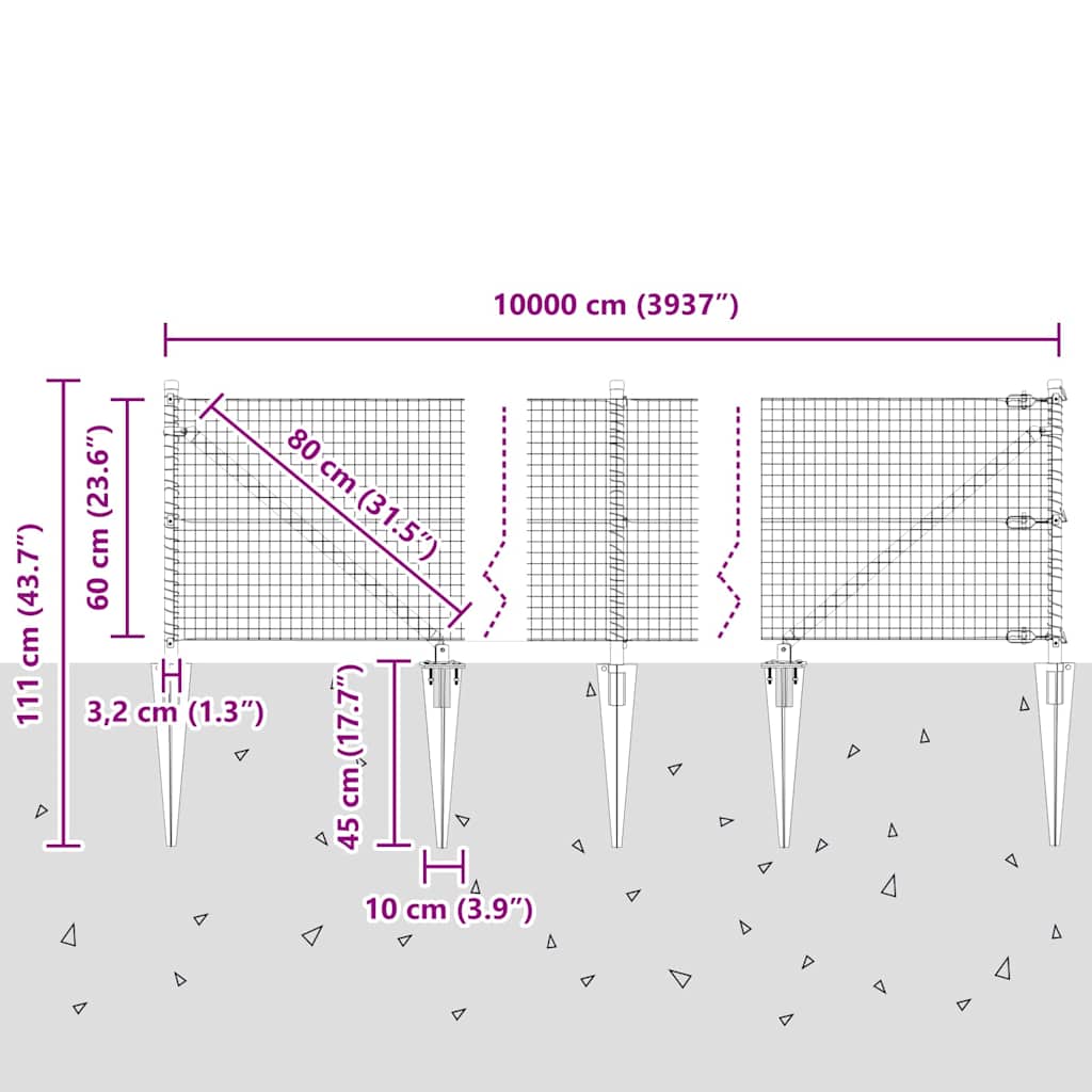 Zavareno žičano ograđivanje s bodljama 100 x 0,6 m (Š x V)