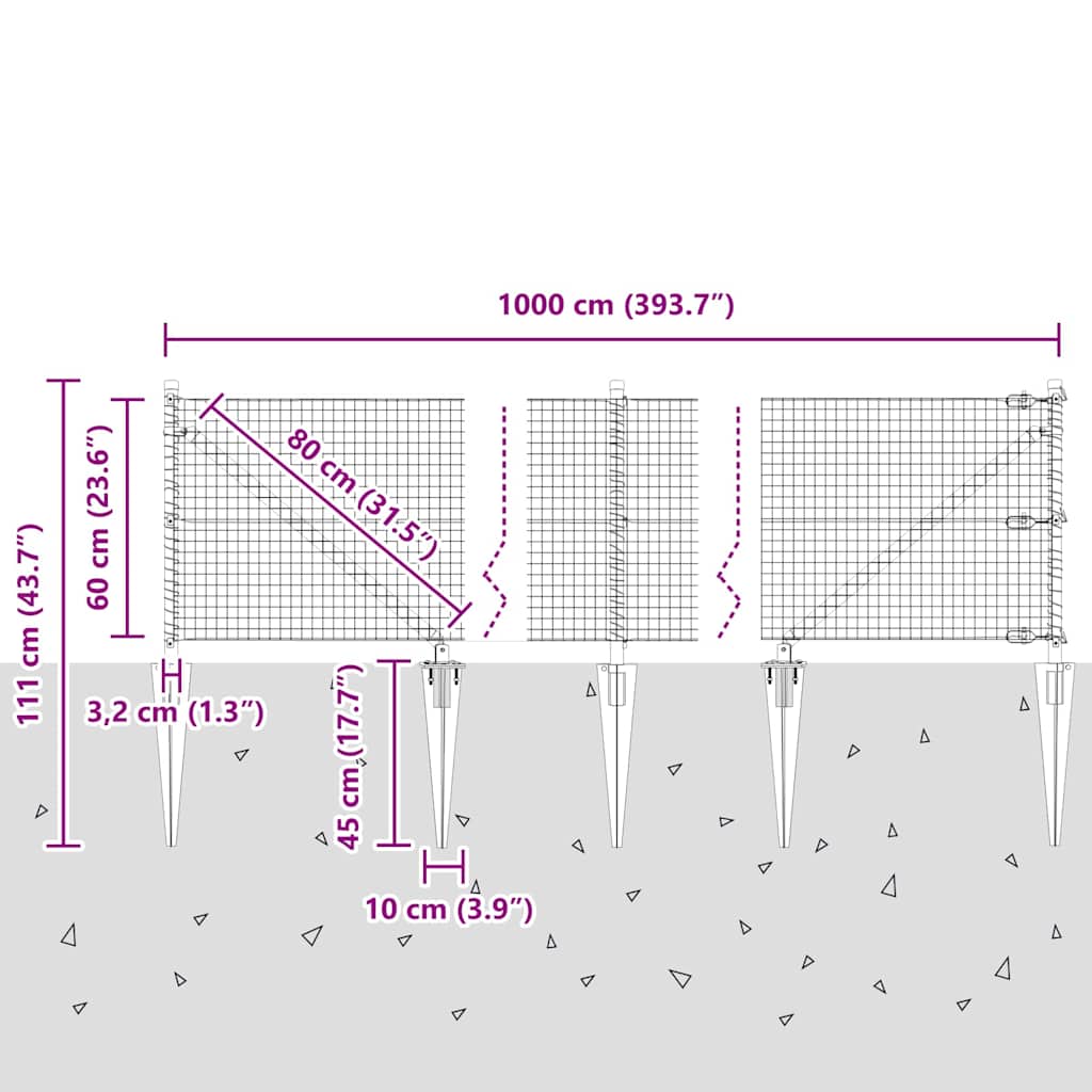 Zavareno žičano ograđivanje s bodljama 10 x 0,6 m Zelena Mreža