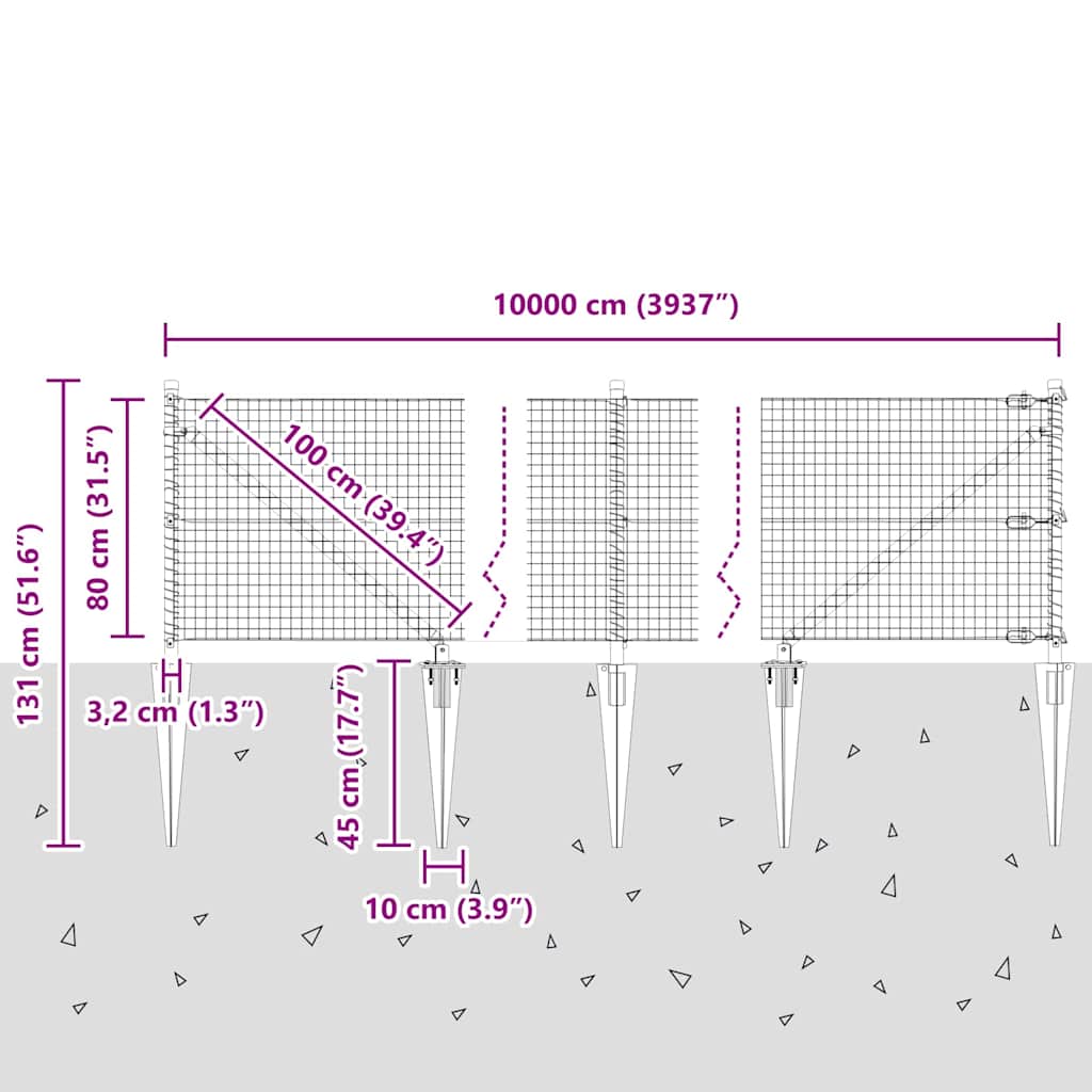 Zavareno žičano ograđivanje s bodljama 100 x 0,8 m (Š x V)