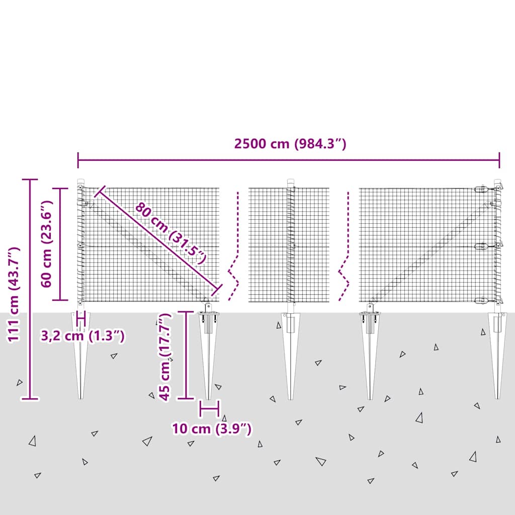 Zavareno žičano ograđivanje s bodljama 25 x 0,6 m Siva Mreža