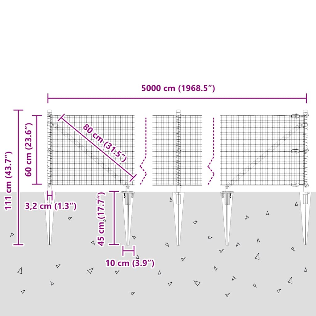 Zavareno žičano ograđivanje s bodljama 50 x 0,6 m Siva Mreža