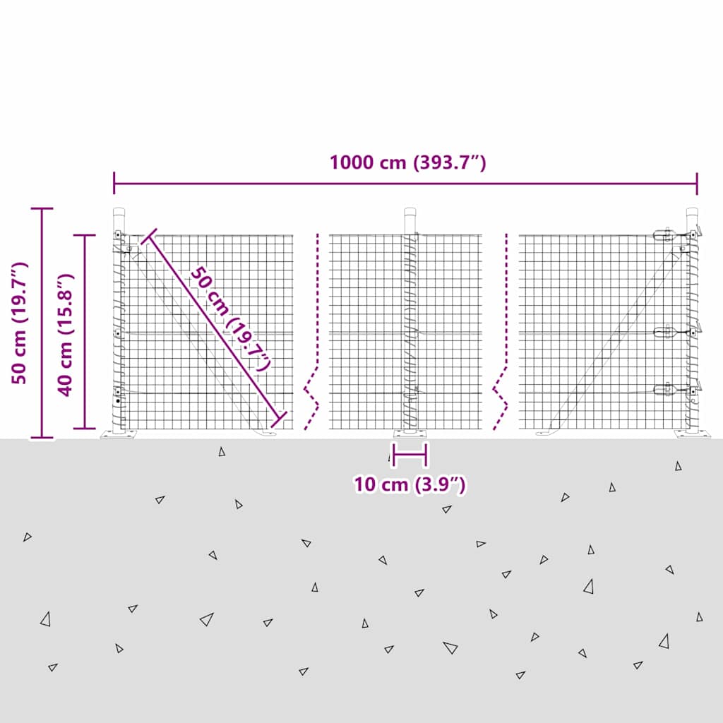 Zavareno žičano ogradno mreža s betonskom podlogom 10 x 0,4 m