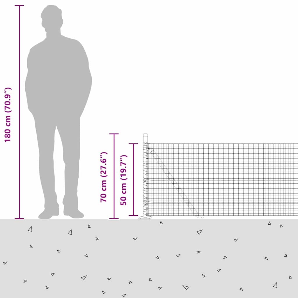 Zavareno žičano ogradno mreža s betonskom podlogom 100 x 0,5 m