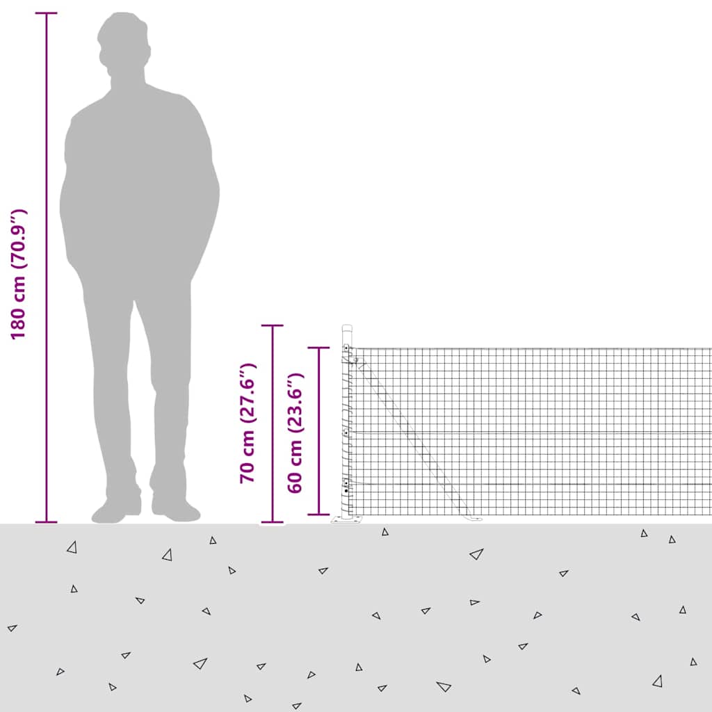 Zavareno žičano ogradno mreža s betonskom podlogom 100 x 0,6 m