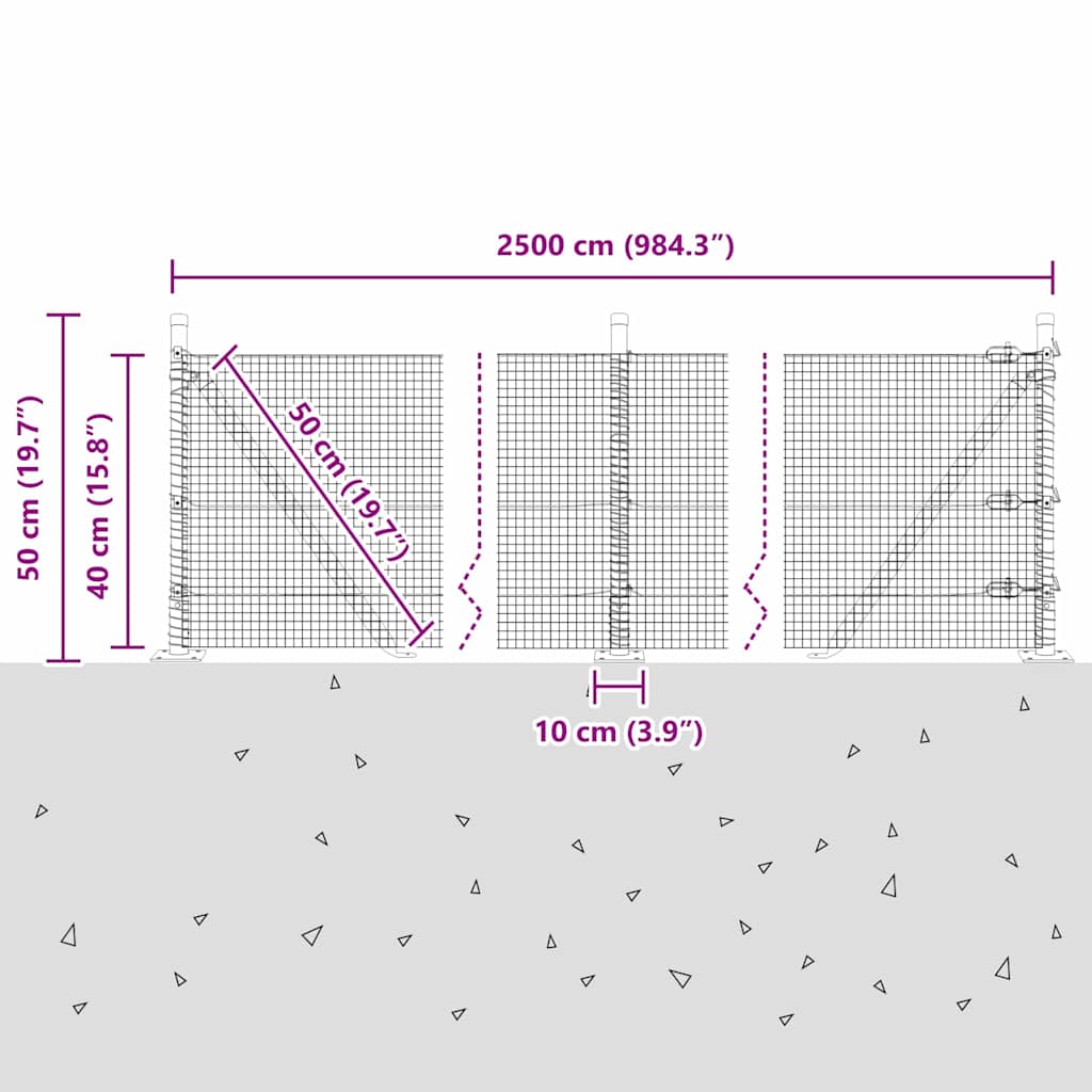 Zavareno žičano ogradno mreža s betonskom podlogom 25 x 0,4 m