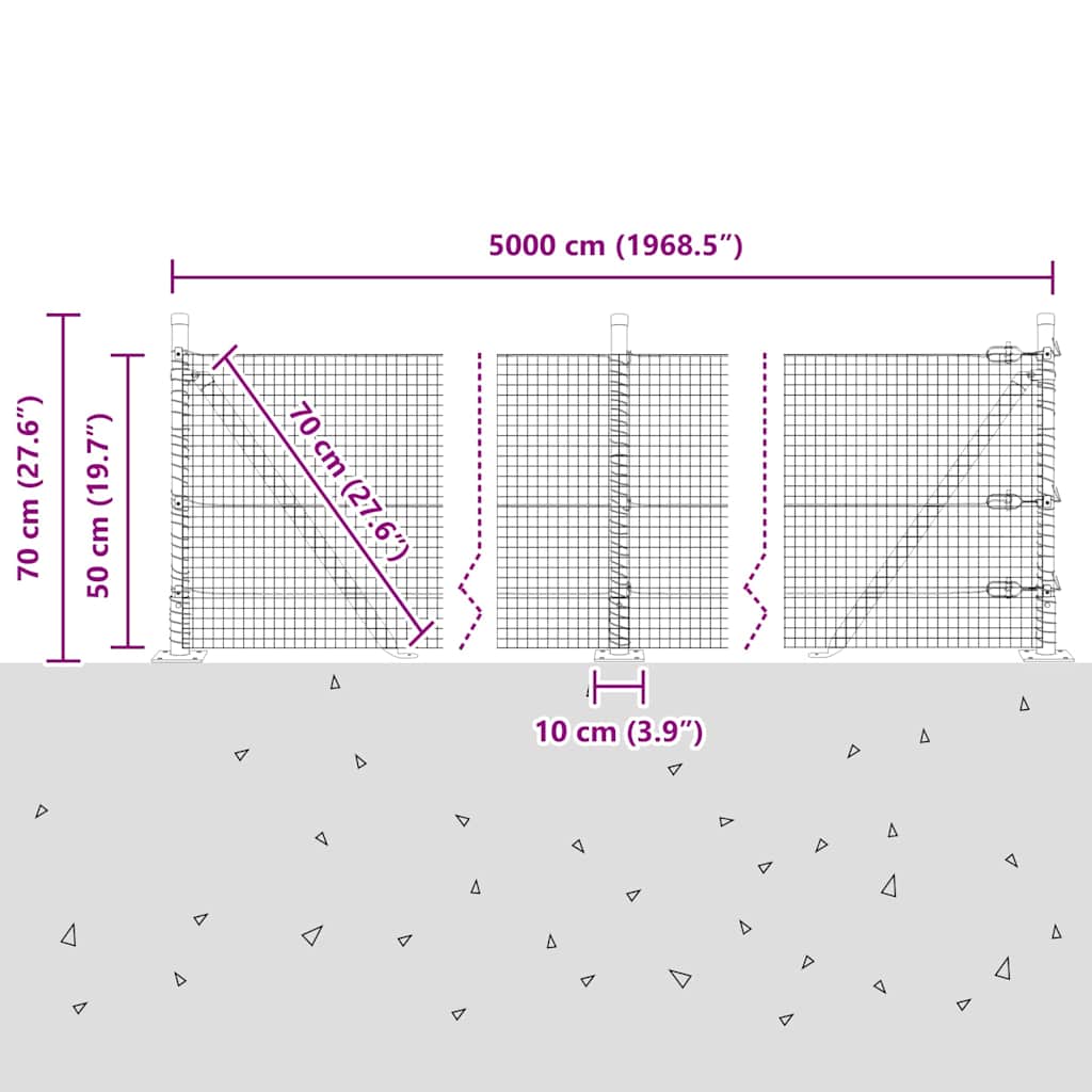 Zavareno žičano ogradno mreža s betonskom podlogom 50 x 0,5 m