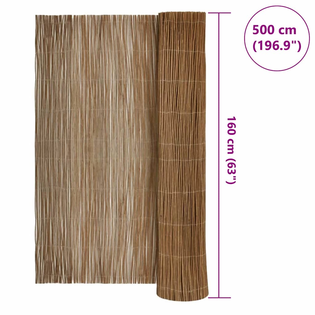 Ograda od vrbovog drveta Prirodna 160 x 500 cm Vrba