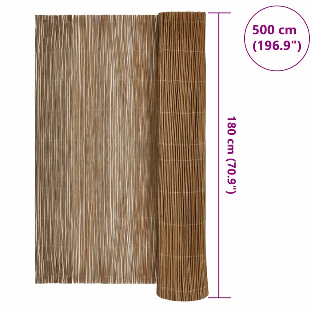 Ograda od vrbovog drveta Prirodna 180 x 500 cm Vrba