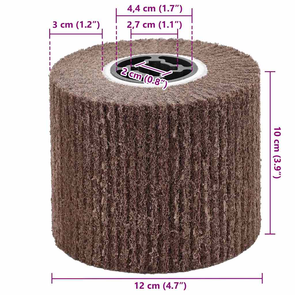 Brusni valjci 3 kom. Smeđa 12 x 12 x 10 cm Sintetička vlakna
