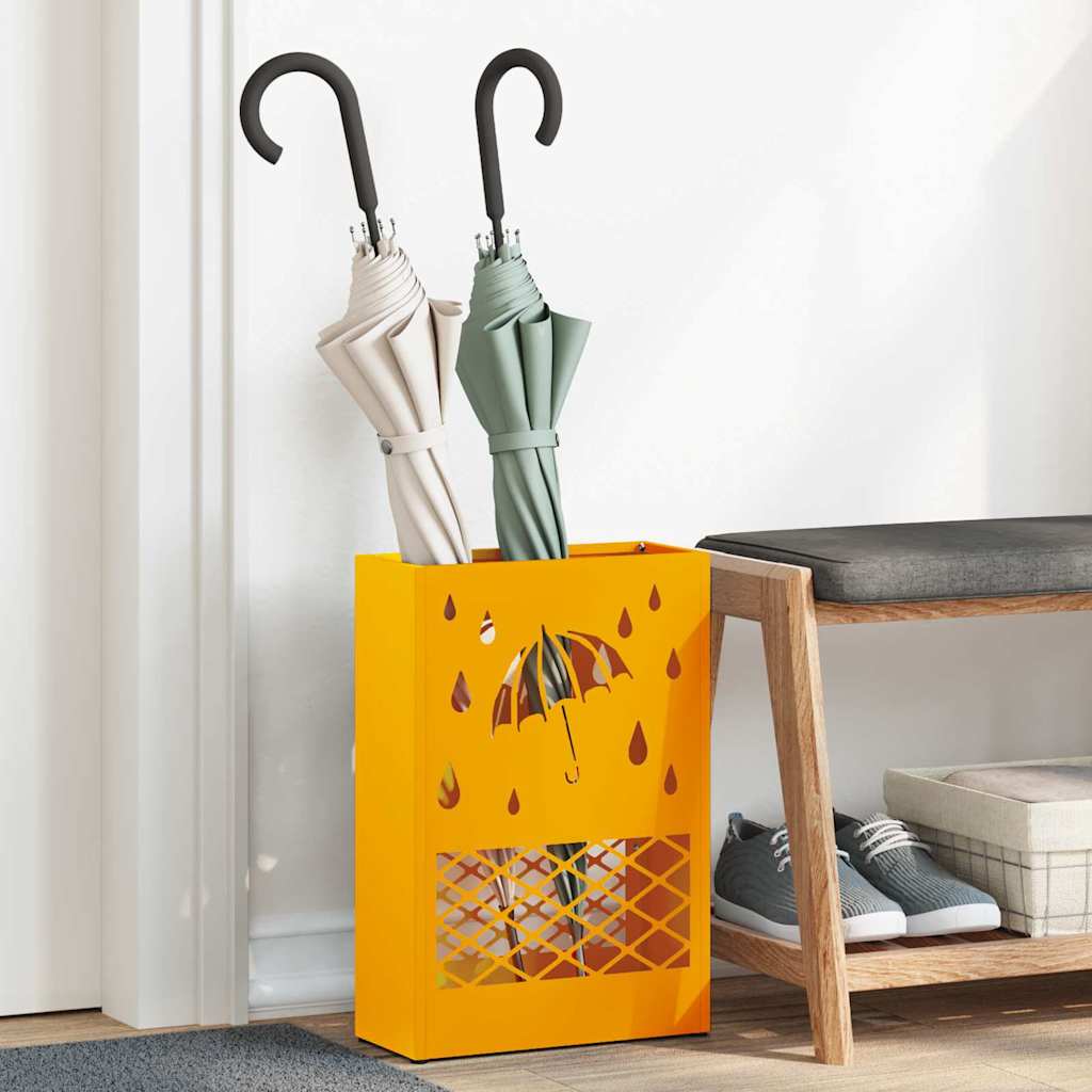 Stalak za kišobran žuta boja senfa 28 x 12 x 41 cm Čelik