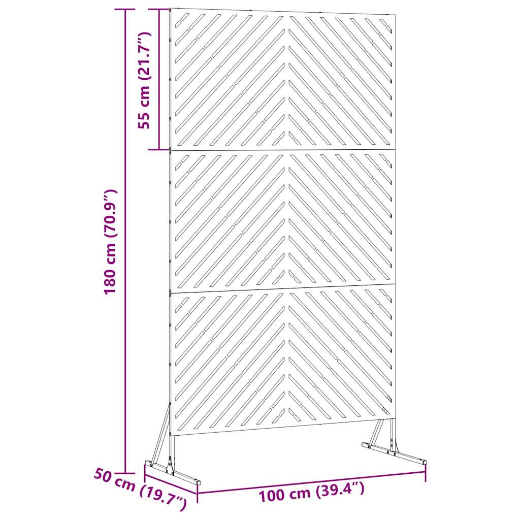 Zaslon za privatnost Maslinasta 100 x 50 x 180 cm Čelik