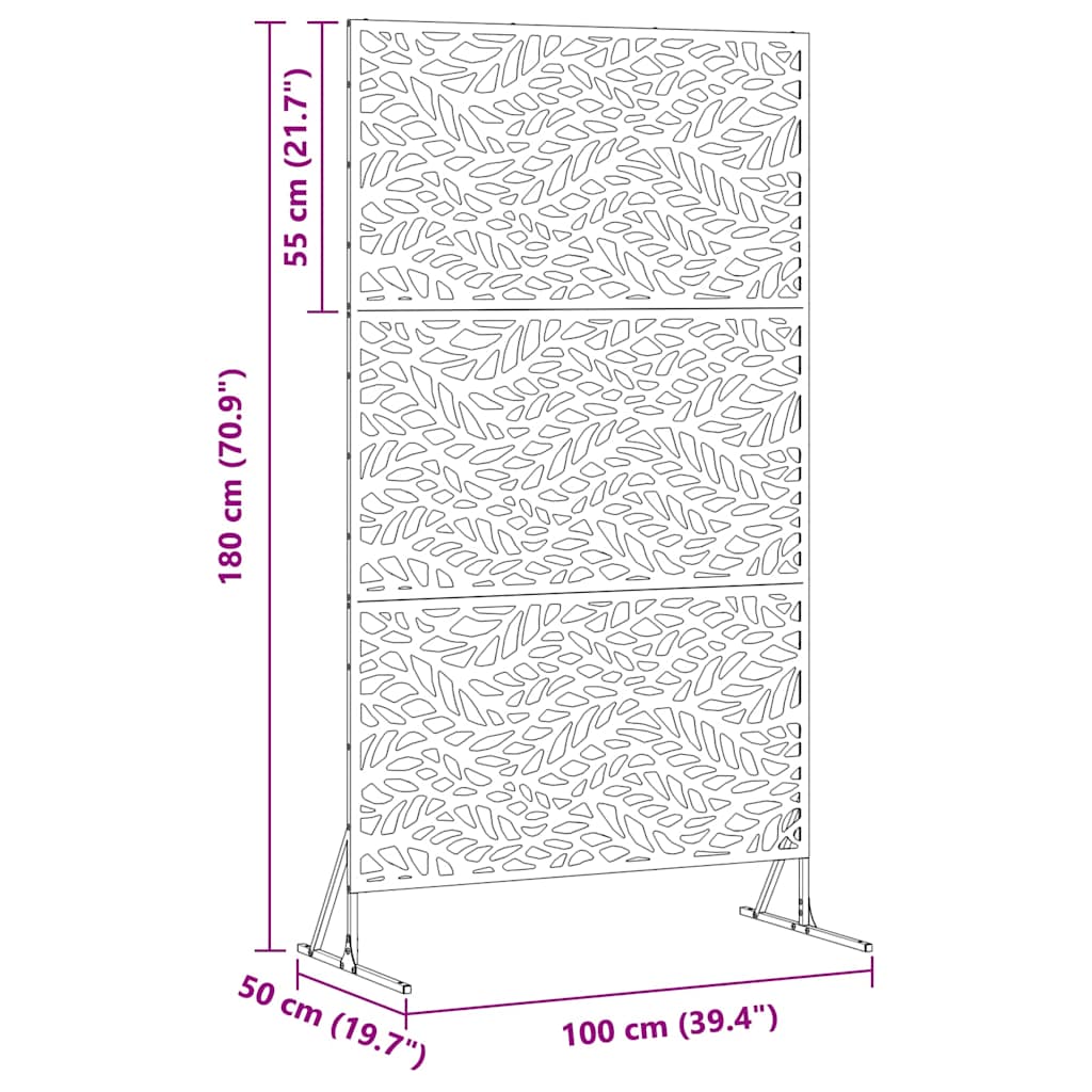 Zaslon za privatnost 100 x 50 x 180 cm Čelik Crna