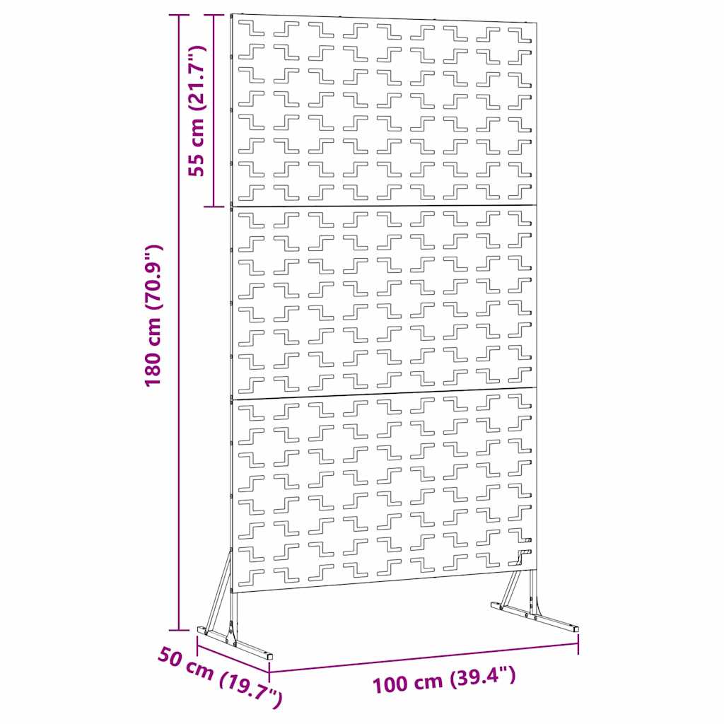 Zaslon za privatnost Siva 100 x 50 x 180 cm Čelik