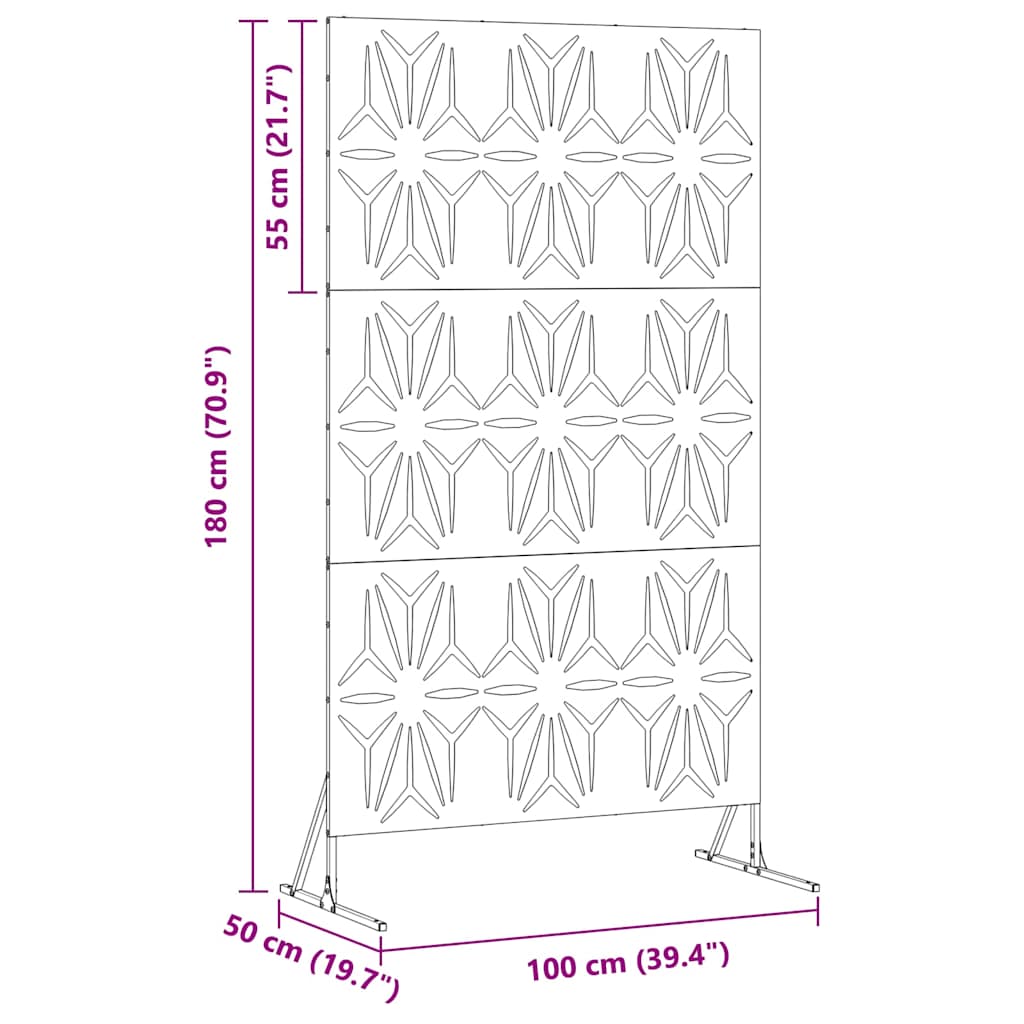 Zaslon za privatnost Siva 100 x 50 x 180 cm Čelik