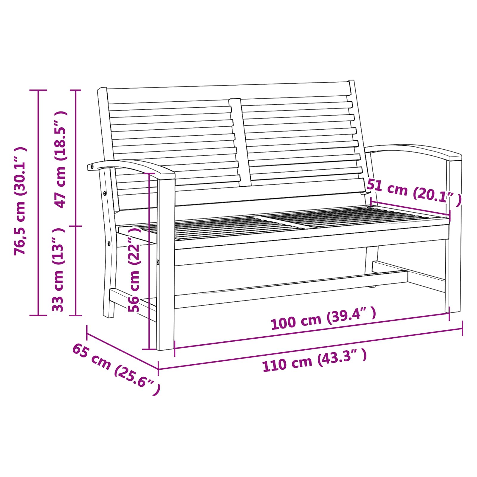 klupa Smeđa 110 x 65 x 76,5 cm Čvrsto teak drvo