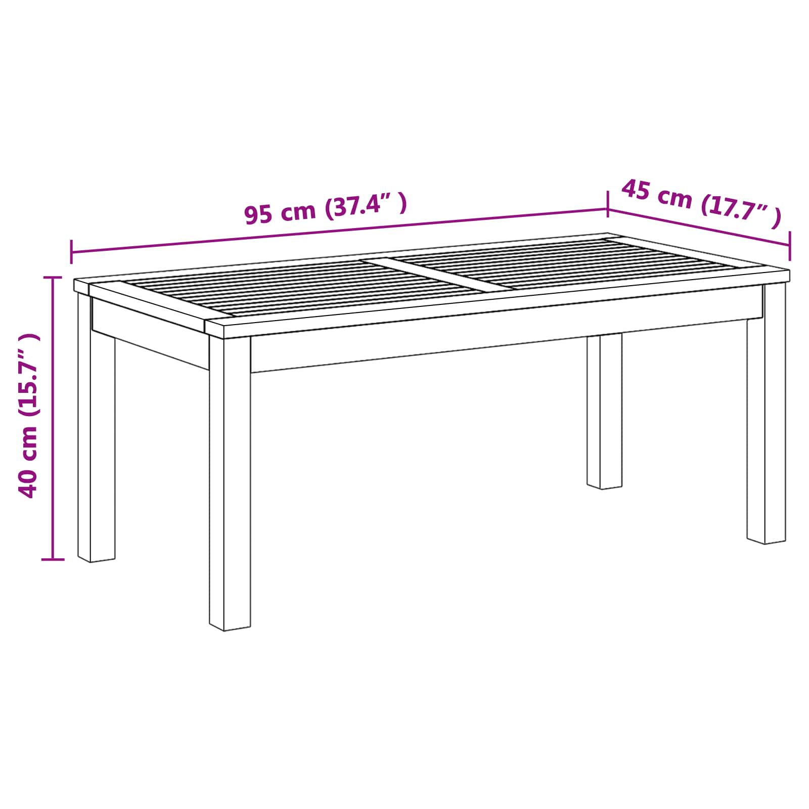 stol Smeđa 95 x 45 x 40 cm Čvrsto teak drvo