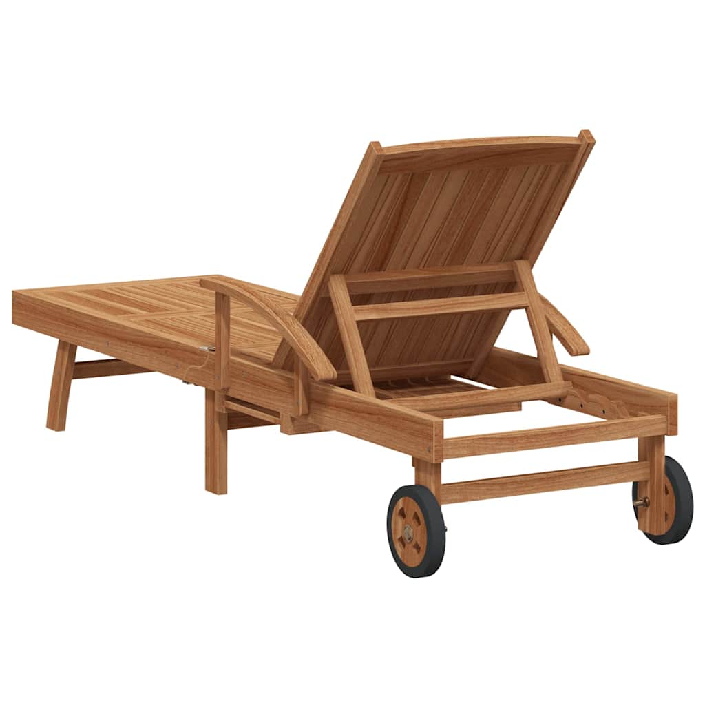 Ležaljka za sunčanje s jastukom 2 pcs Smeđa Čvrsto teak drvo