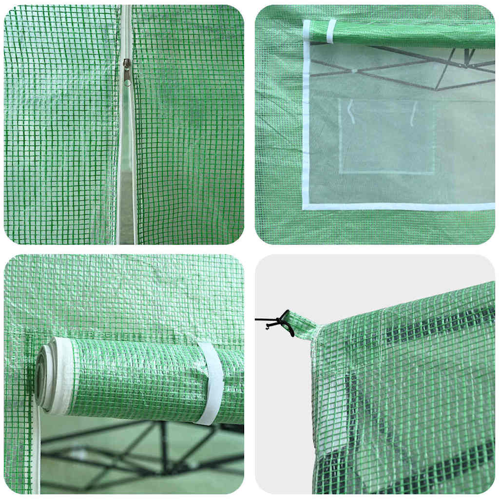 Staklenik s sklopivim okvirom Zelena 280 x 410 x 315 cm Željezo