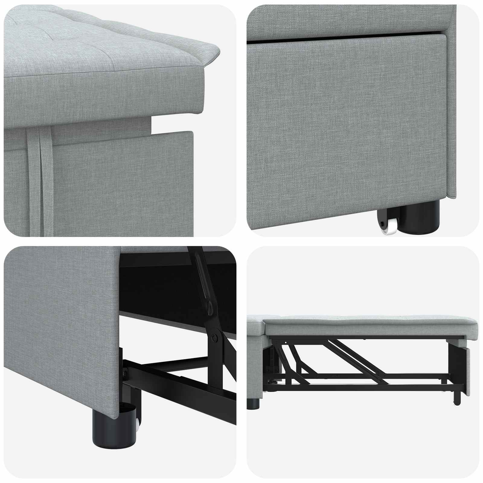 Krevet-sofa na razvlačenje Svijetlo siva 194 x 50 x 82 cm
