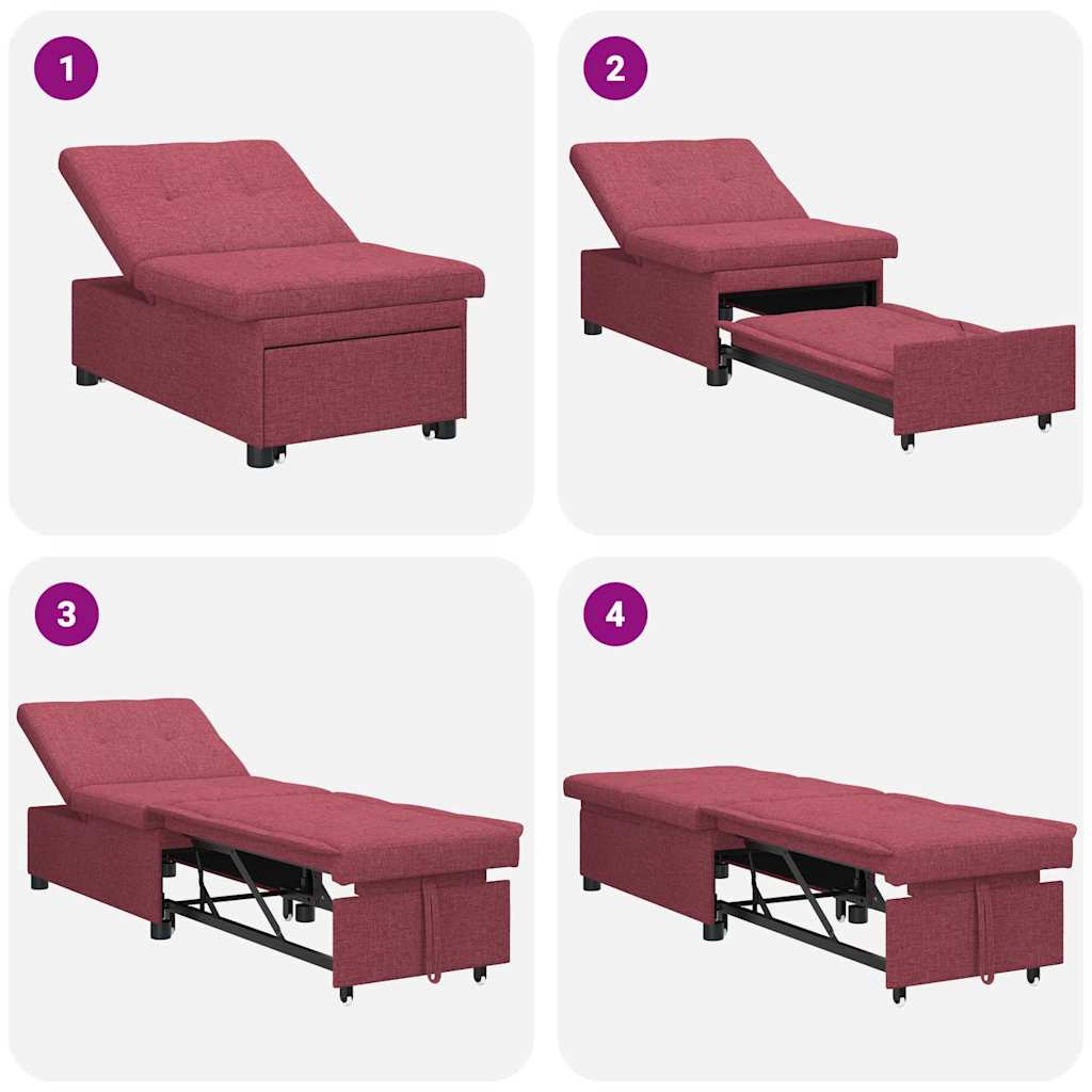 Krevet-sofa na razvlačenje Vinska crvena 194 x 50 x 82 cm
