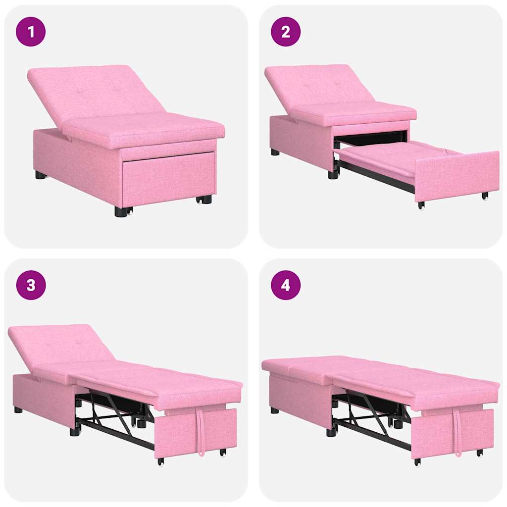 Krevet-sofa na razvlačenje Ružičasta 194 x 50 x 82 cm tkanina