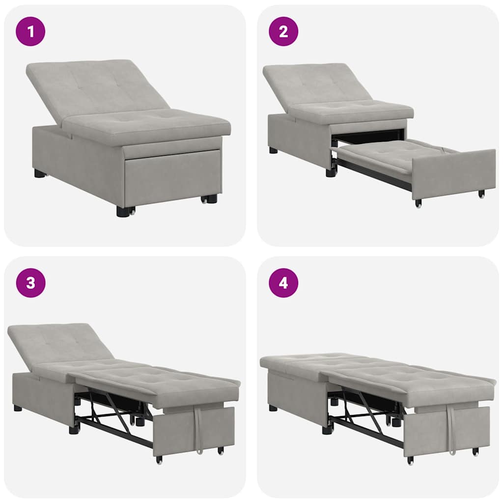 Krevet-sofa na razvlačenje Svijetlo siva 194 x 67 x 82 cm