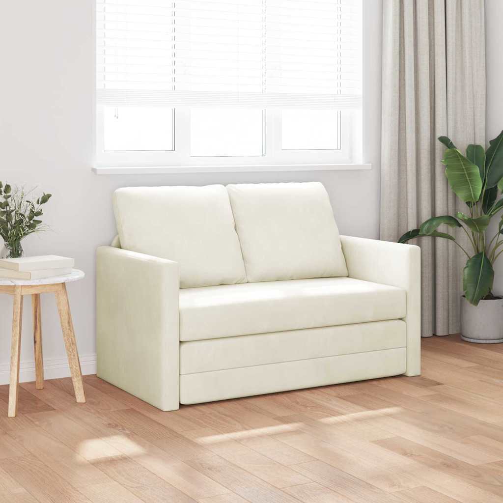 Krevet na razvlačenje Krema 204 x 122 x 60 cm Baršun
