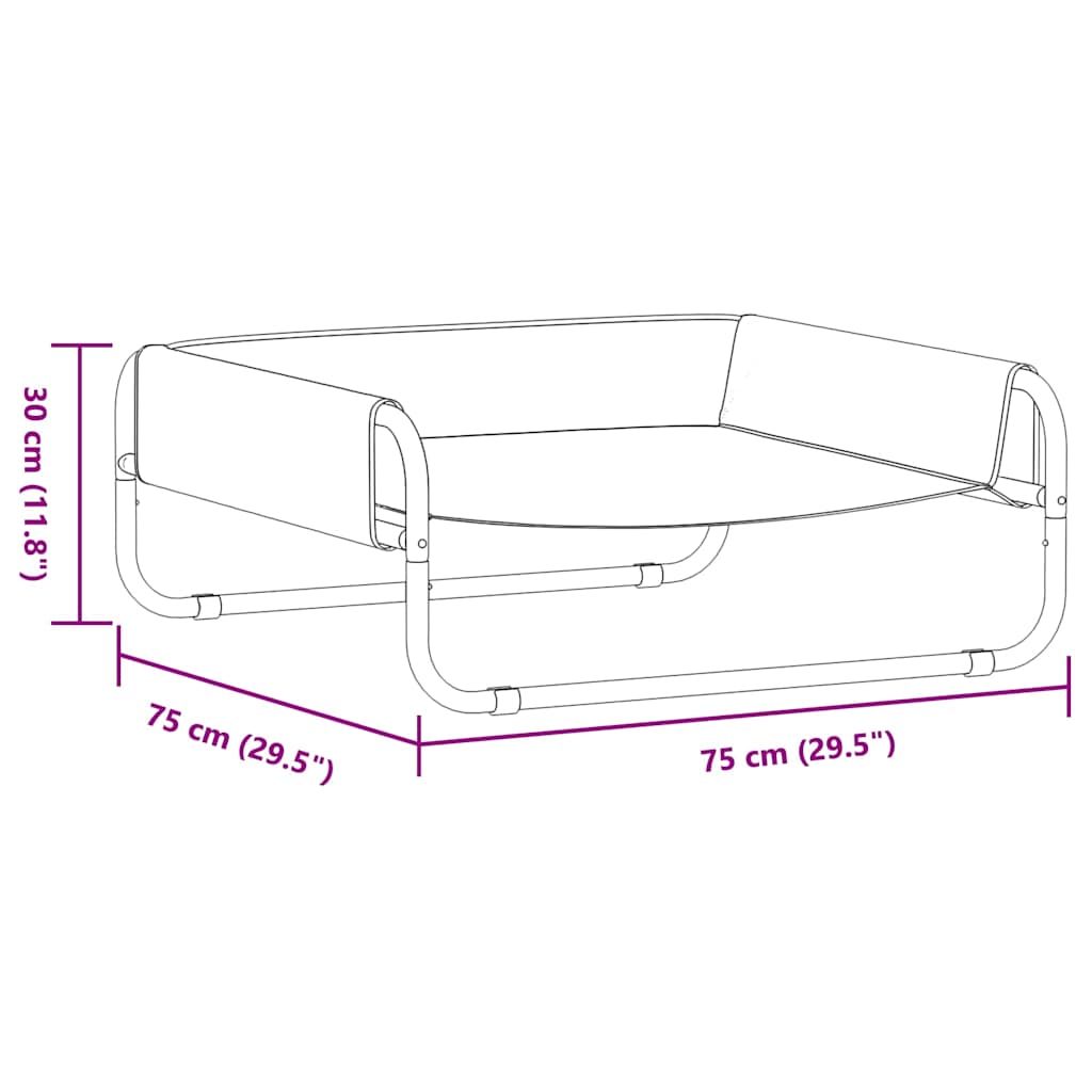 Krevet za psa Svijetlo siva 75 x 75 x 30 cm Čelik