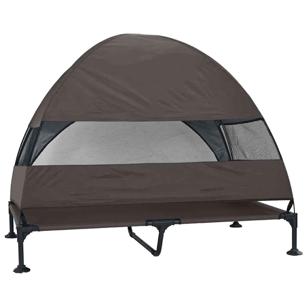 Povišeni krevet za pse Smeđa 127 x 81 x 108 cm Tkanina i čelik