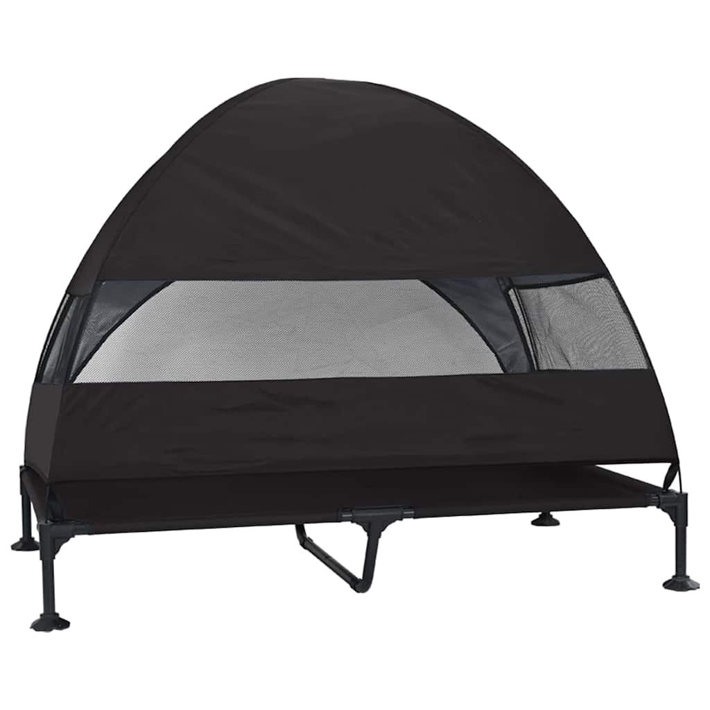 Povišeni krevet za pse Crna 127 x 81 x 108 cm Tkanina i čelik