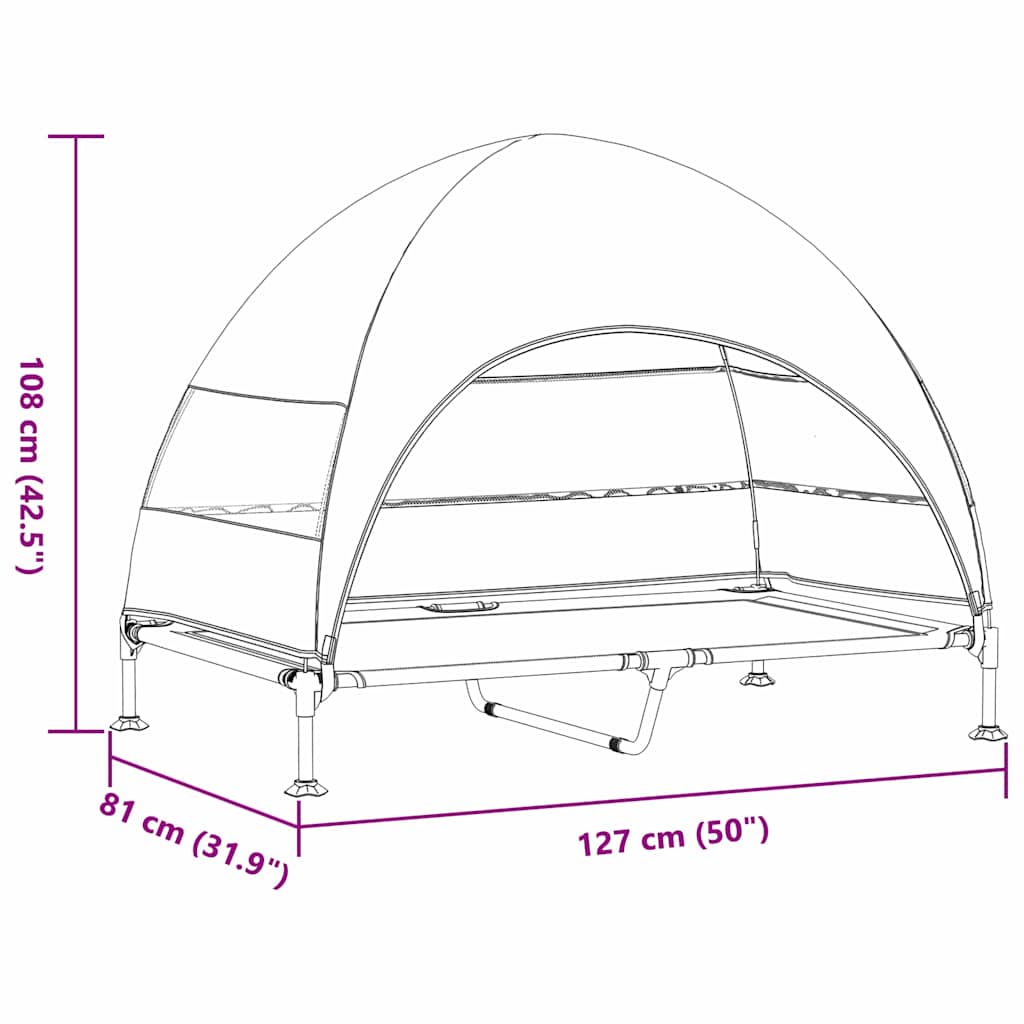 Povišeni krevet za pse Crna 127 x 81 x 108 cm Tkanina i čelik